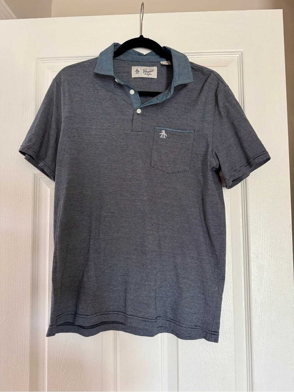 Original Penguin Men's Slate Blue Contrast-Collar Polo